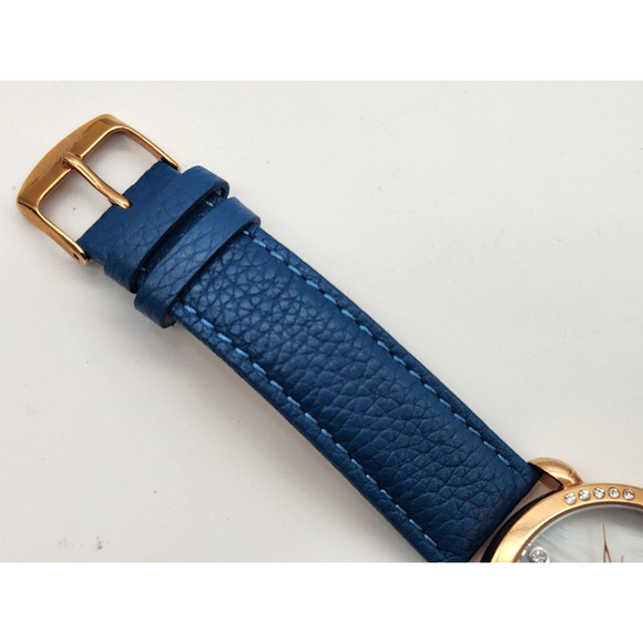 Bertha Quartz Daphne Collection Rose Gold And Blue Leather Watch 38mm - Picture 9 of 11
